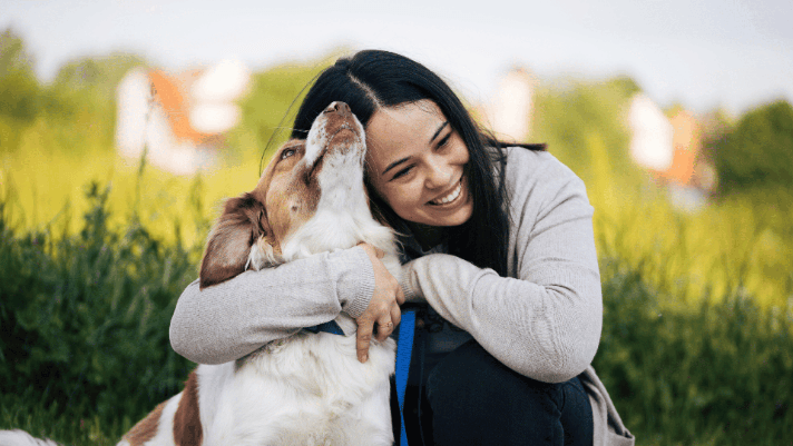Dog and owner love each other